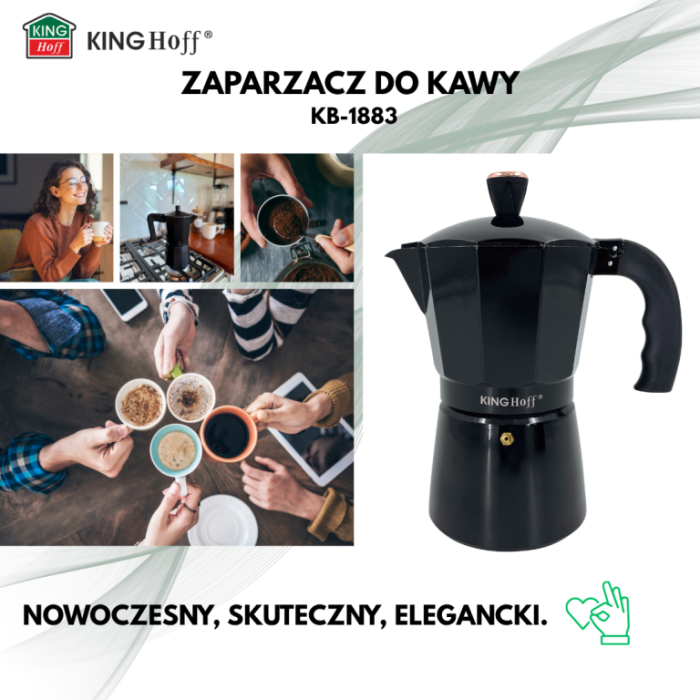 Espressor moka aluminiu negru, 6 cesti (KH-1883) [10]