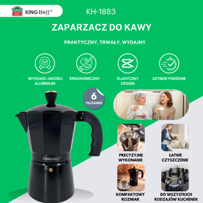 Espressor moka aluminiu negru, 6 cesti (KH-1883) [16]