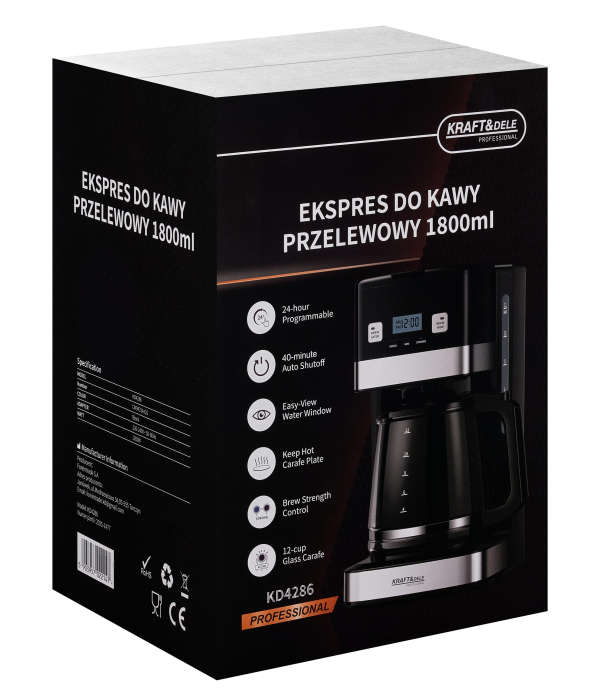 Cafetiera cu filtru 1800 ml, 1200 W, 12 cesti, timer 24h (KD4286) [26]