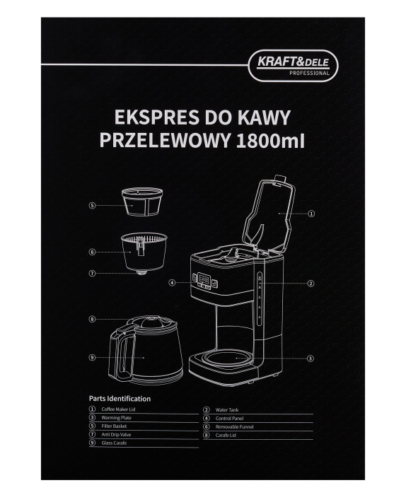 Cafetiera cu filtru 1800 ml, 1200 W, 12 cesti, timer 24h (KD4286) [24]