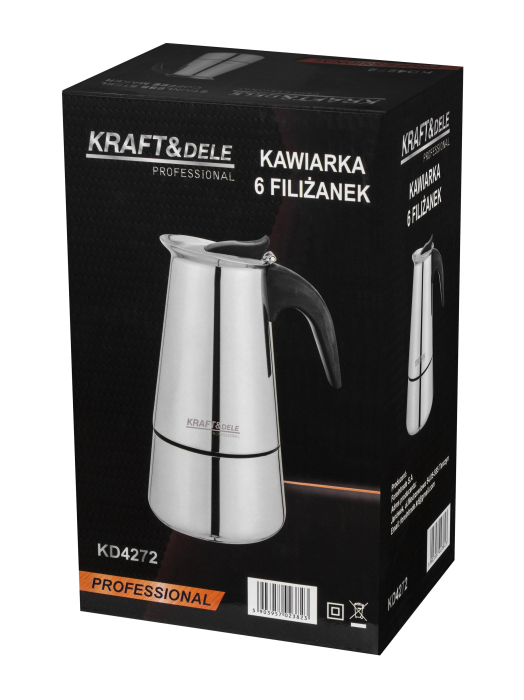 Cafetiera Moka inox 300 ml 6 cesti pentru cafea pe aragaz (KD4272) [12]