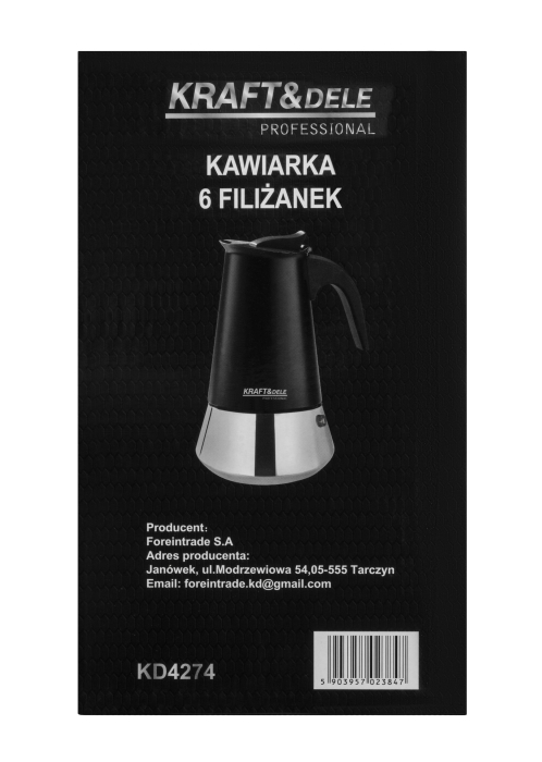 Cafetiera Moka inox 300 ml 6 cesti pentru cafea pe aragaz (KD4274) [11]