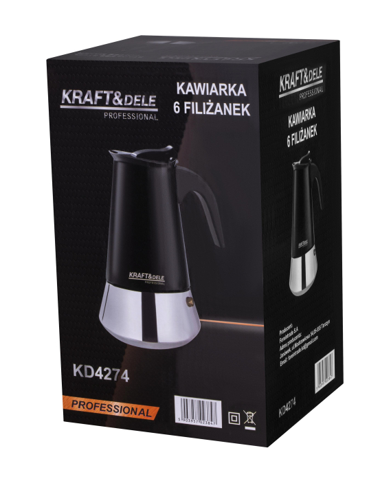Cafetiera Moka inox 300 ml 6 cesti pentru cafea pe aragaz (KD4274) [12]