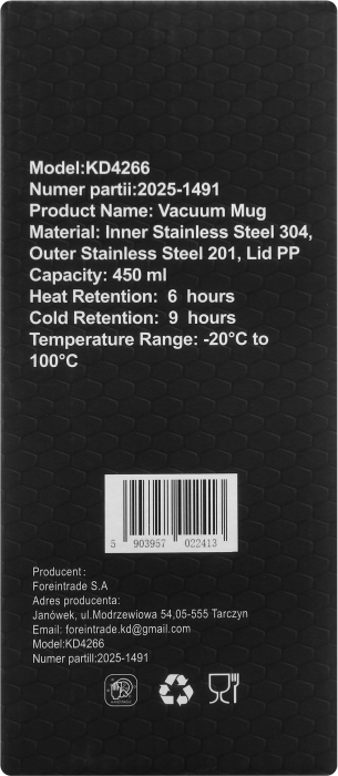 Cana termica 450ml otel inoxidabil pereti dubli etansa deschidere push silicon antiderapant (KD4266) [13]