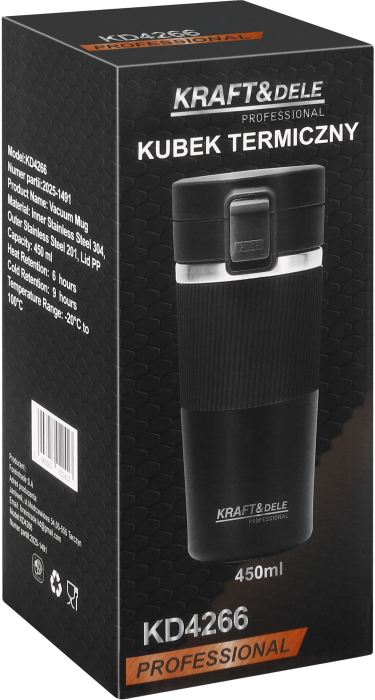 Cana termica 450ml otel inoxidabil pereti dubli etansa deschidere push silicon antiderapant (KD4266) [14]