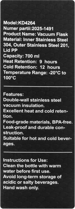 Cana termica 700ml otel inoxidabil pereti dubli etansa izolare termica bauturi calde reci (KD4264) [13]