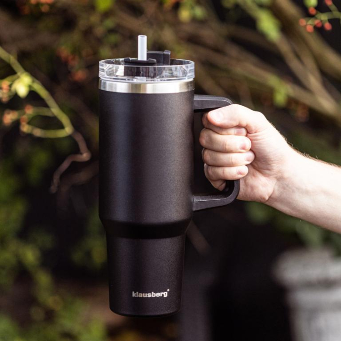 Cana termos 1100 ml din otel inoxidabil cu pai si capac rabatabil pentru bauturi (KB-7942) [11]