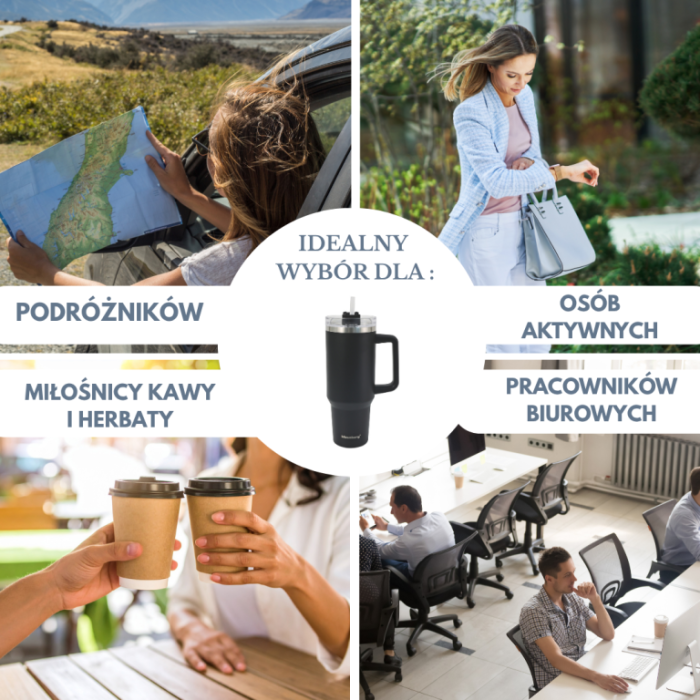 Cana termos 1100 ml din otel inoxidabil cu pai si capac rabatabil pentru bauturi (KB-7942) [14]