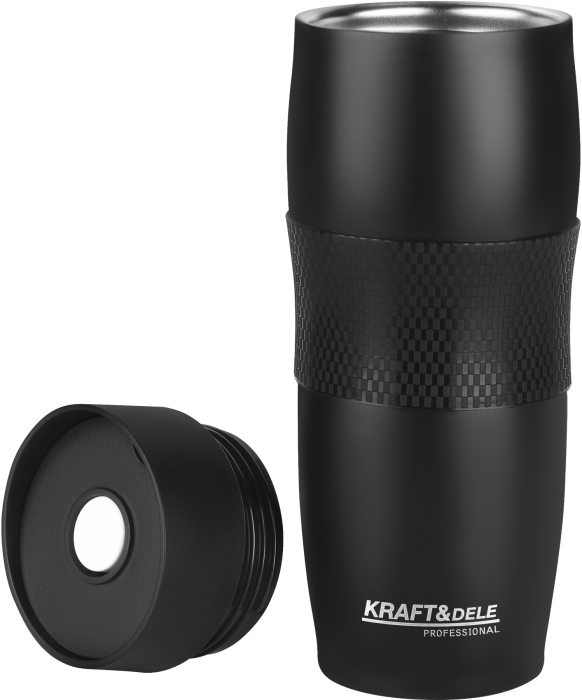 Cana termos din inox 480ml, izolatie in vid, neagra (KD4265) [3]