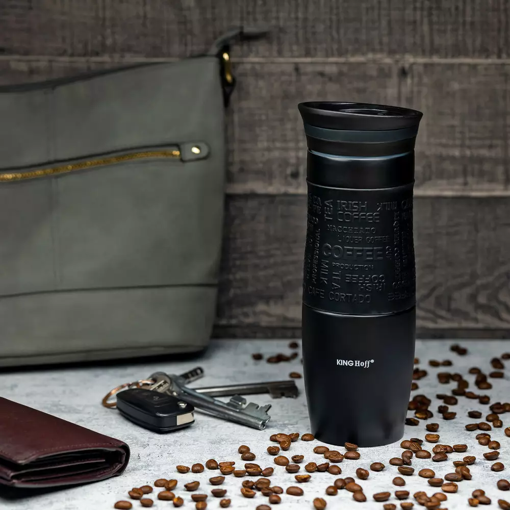 Cana termos din otel inoxidabil neagra 500 ml (KH-1615) [2]