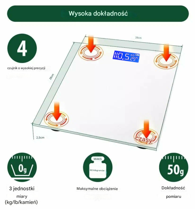 Cantar baie digital 180kg LCD alb (B8201) [5]