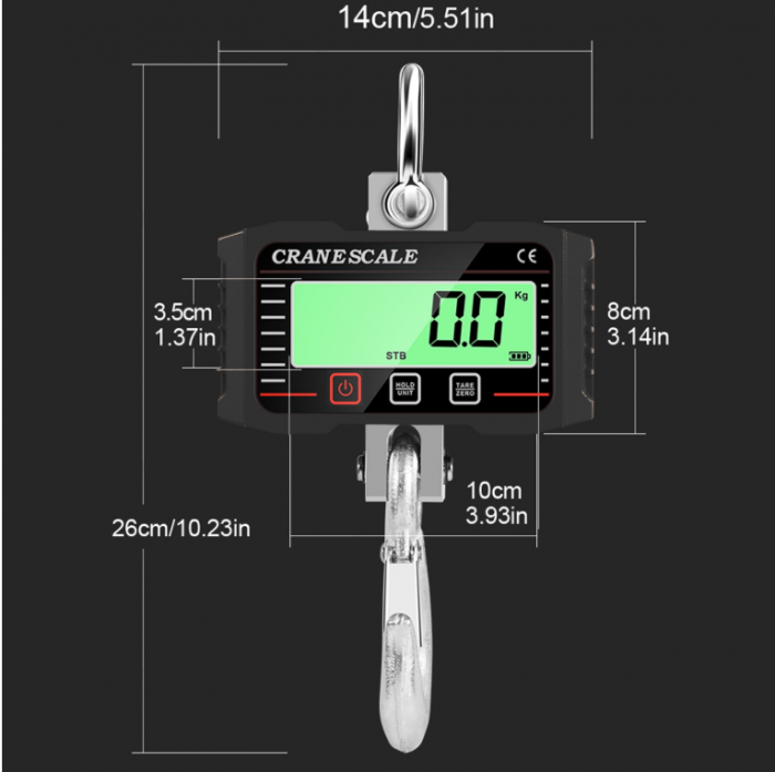 Cantar electronic portabil 2000kg tip macara digital cu carlig si telecomanda (RJT10) [6]