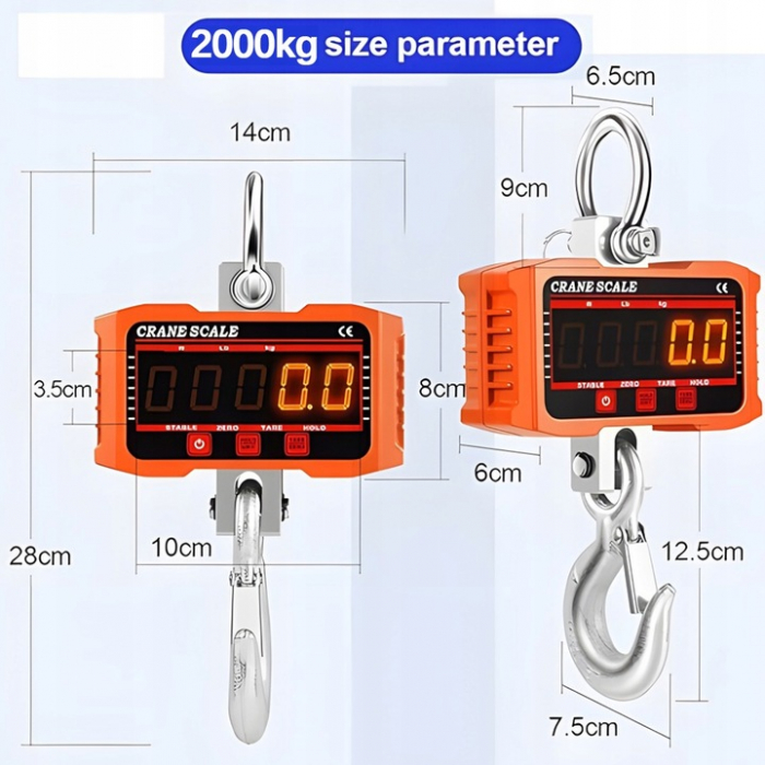 Cantar electronic portabil 2000kg tip macara digital cu carlig si telecomanda (RJT10112) [3]