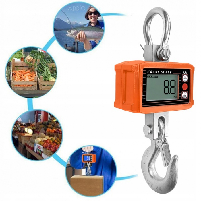 Cantar electronic portabil 2000kg tip macara digital cu carlig si telecomanda (WAG13) [11]