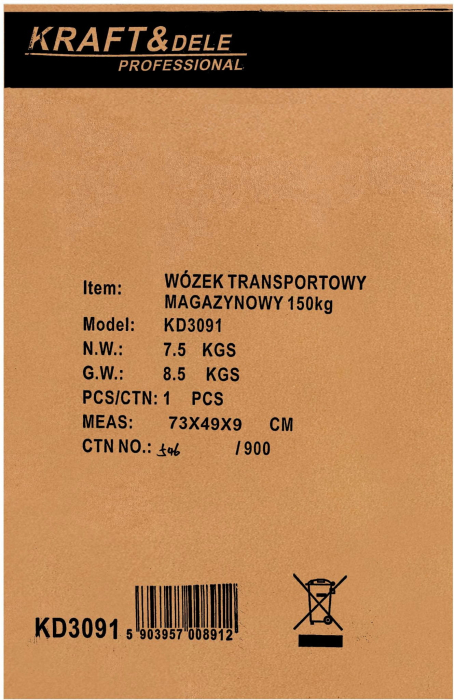 Carucior cu platforma pentru magazie transport capacitate 150kg (KD3091) [15]