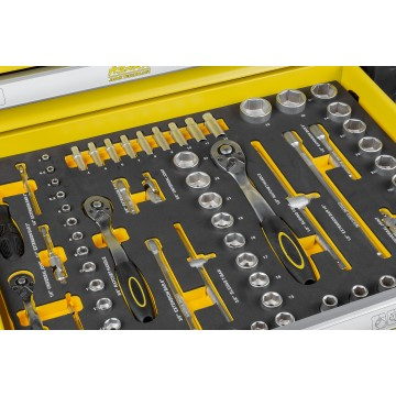 Carucior de atelier si dulap scule mobil cu 7 sertare, echipare 156 piese din otel CrV (AS-156) [7]