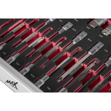 Carucior de atelier si dulap scule mobil cu 7 sertare si usita laterala, echipare 243 piese din otel CrV (MAX-243) [3]