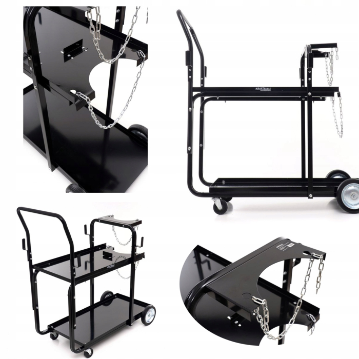 Carucior masa pentru aparat sudura manevrare pe roti cu rafturi suport butelie (KD372) [14]