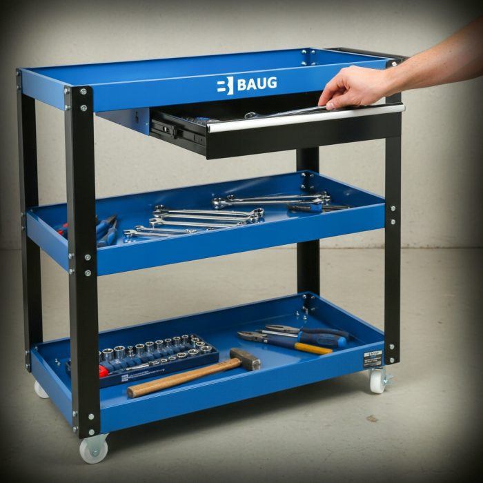 Carucior metalic scule atelier cu roti 3 rafturi (B3900) [10]