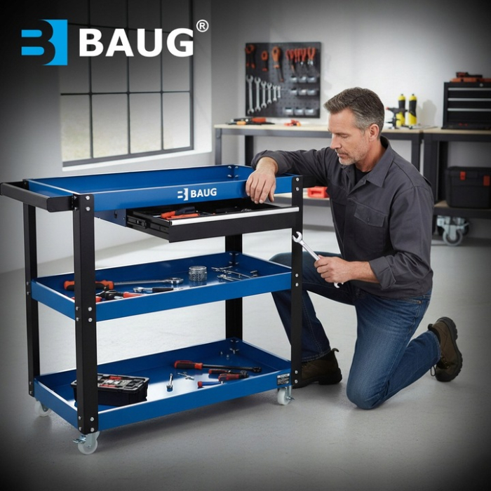 Carucior metalic scule atelier cu roti 3 rafturi (B3900) [12]