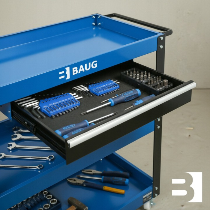 Carucior metalic scule atelier cu roti 3 rafturi (B3900) [15]