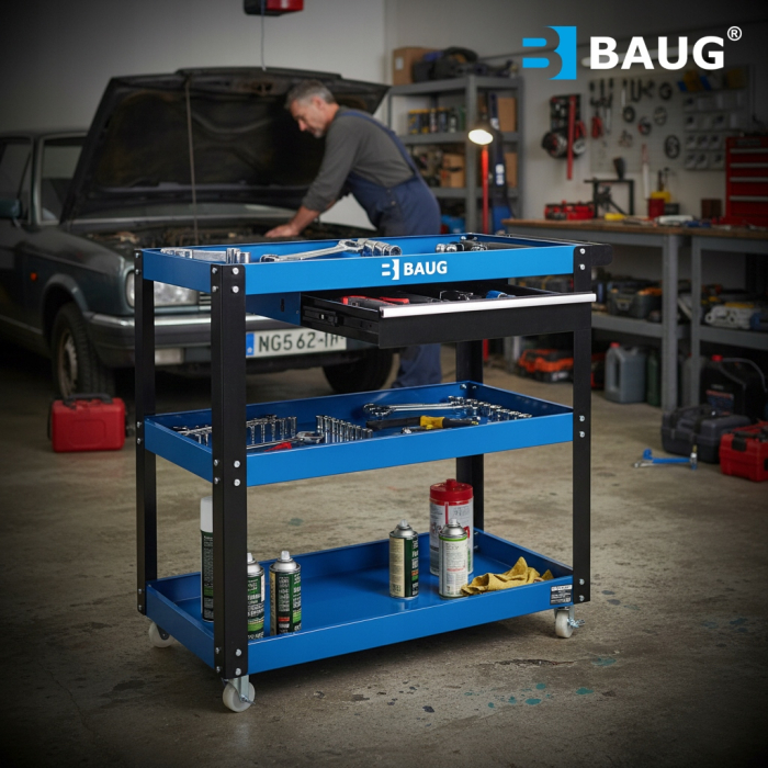 Carucior metalic scule atelier cu roti 3 rafturi (B3900) [11]