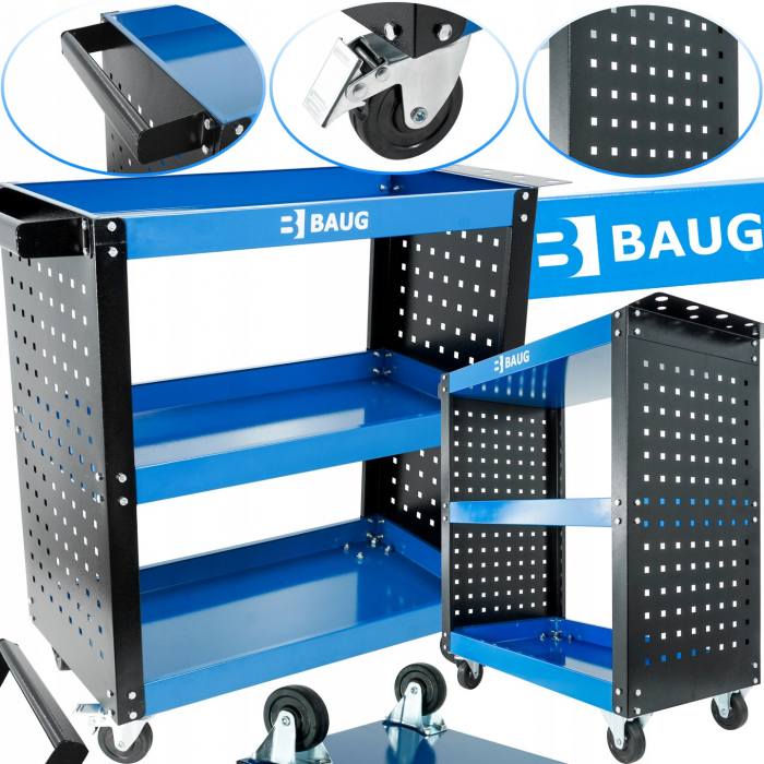 Carucior metalic scule atelier cu roti 3 rafturi (B3902) [1]