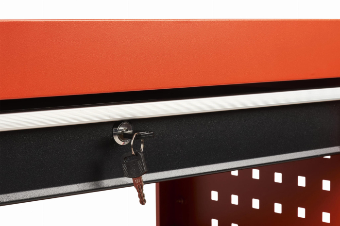 Carucior metalic scule atelier cu roti 3 rafturi cu sertar cu cheie (KD366) [12]