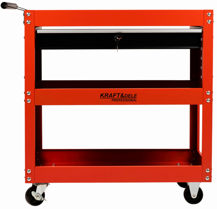 Carucior metalic scule atelier cu roti 3 rafturi cu sertar cu cheie (KD366) [3]