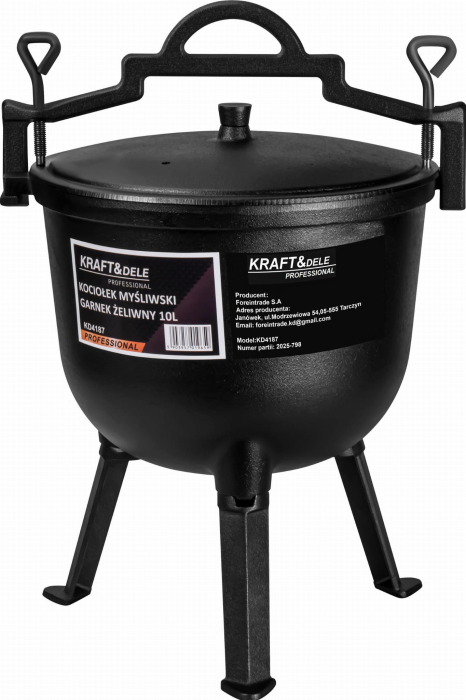 Ceaun de vanatoare din fonta cu capac si picioare 10L (KD4187) [9]