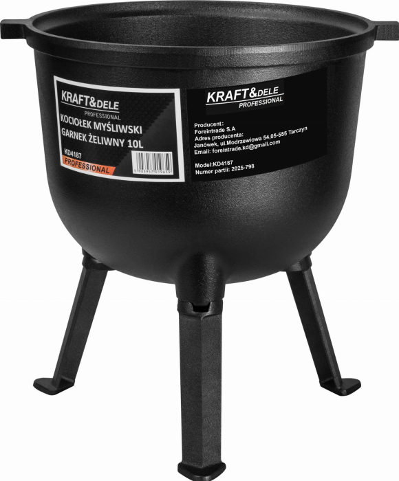 Ceaun de vanatoare din fonta cu capac si picioare 10L (KD4187) [7]