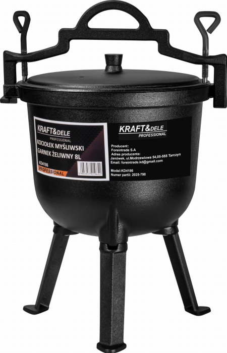 Ceaun de vanatoare din fonta cu capac si picioare 8L (KD4186) [10]