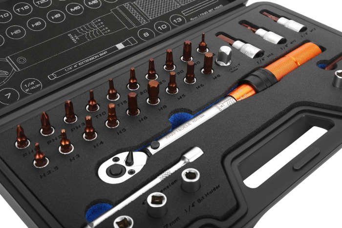 Cheie dinamometrica reversibila 1/4″ 5-25Nm 32piese cu set biti torx spline hexagon (KD11394) [14]