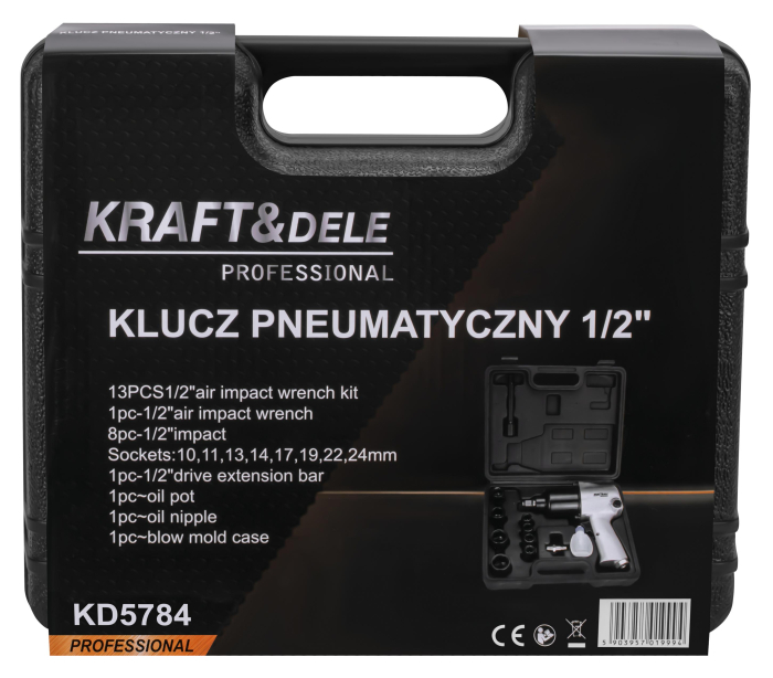 Cheie pneumatica de impact 1/2" 1800 Nm cu set 13 piese (KD5784) [17]