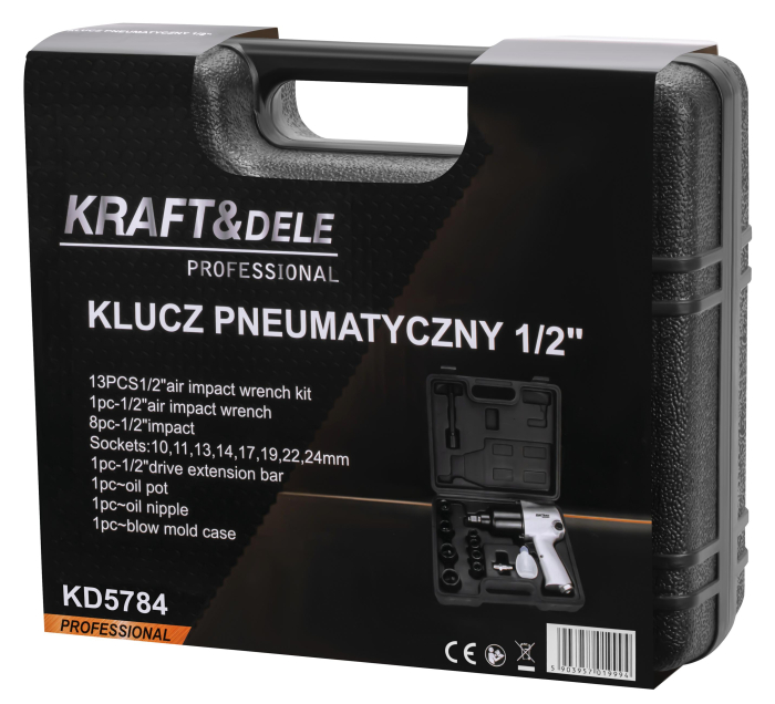 Cheie pneumatica de impact 1/2" 1800 Nm cu set 13 piese (KD5784) [18]
