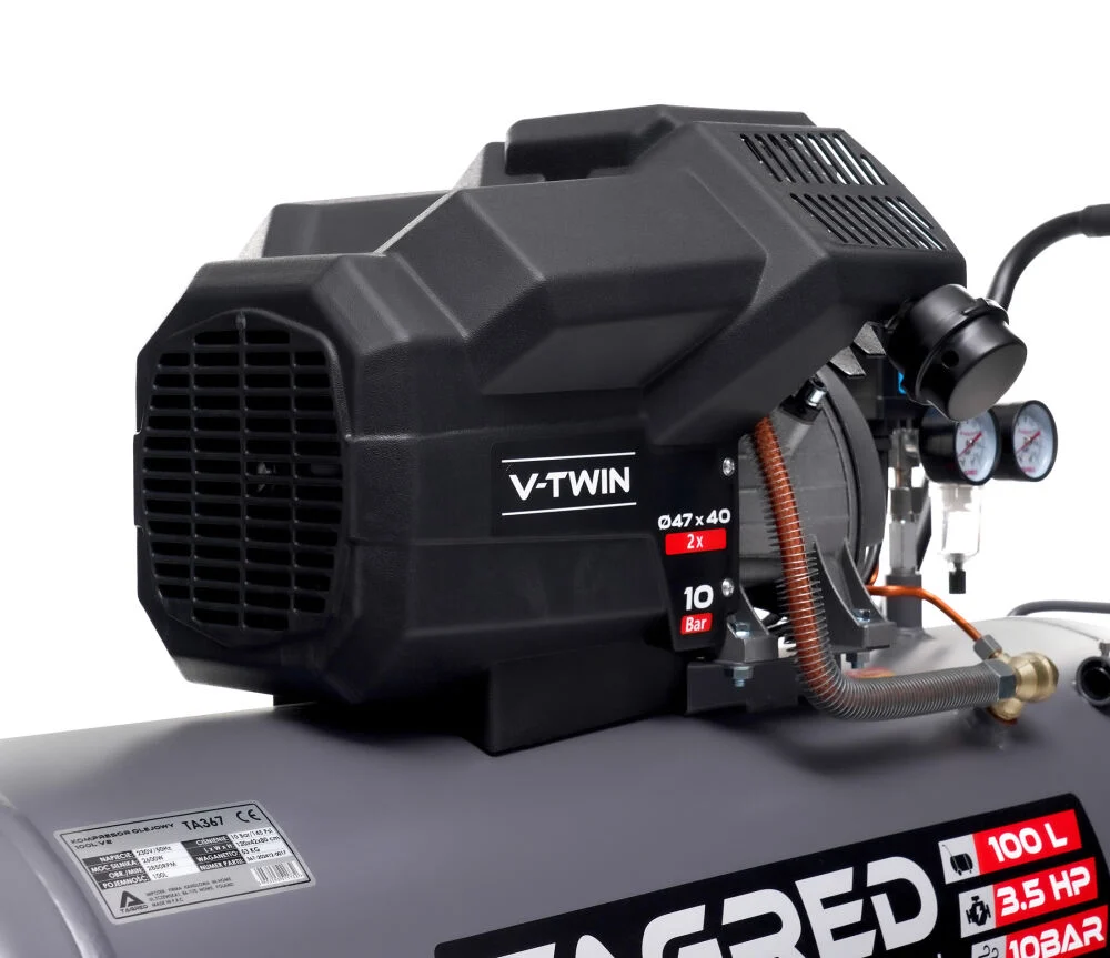 Compresor aer 100l 10bar 2 pistoane + furtun cauciuc pneumatic compresor aer + masina aparat pneumatic tencuit pereti cu 8 duze (TA367+KD1467+TA1472) [17]