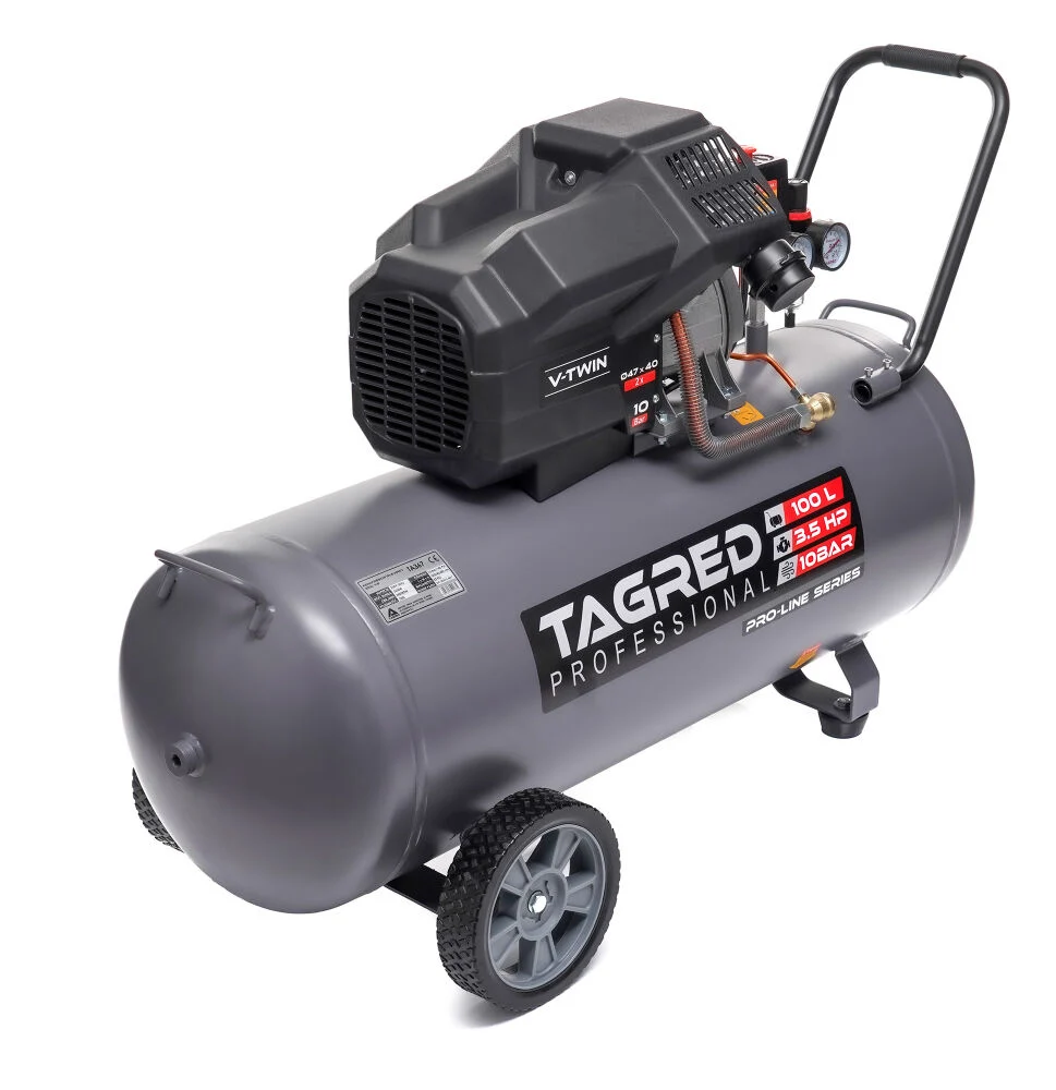 Compresor aer 100l 10bar 2 pistoane + furtun pneumatic aer 5x12mm 20m + pistol pneumatic tencuiala glet vopsea vas 5l 4-6-8mm (TA367+KD673+V81281) [8]