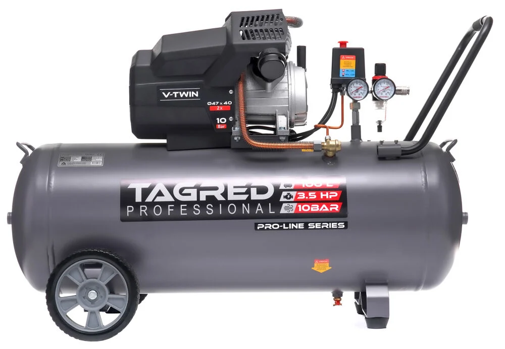 Compresor aer 100l 10bar 2 pistoane + furtun pneumatic aer 5x12mm 20m + pistol pneumatic tencuiala glet vopsea vas 5l 4-6-8mm (TA367+KD673+V81281) [14]