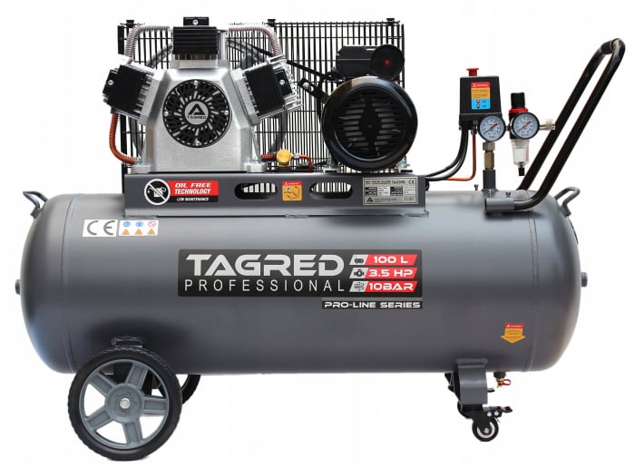 Compresor aer 100L 10BAR fara ulei 510Lmin 3500W 4.8CP (TA3390) [2]
