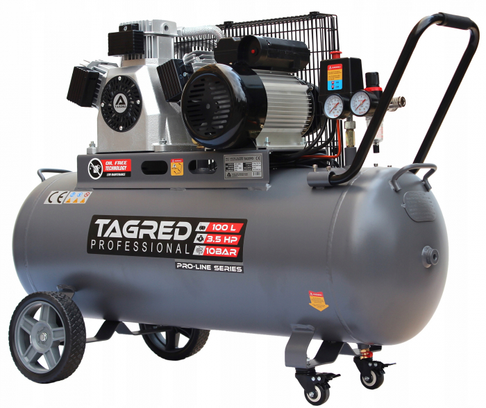 Compresor aer 100L 10BAR fara ulei 510Lmin 3500W 4.8CP (TA3390) [1]