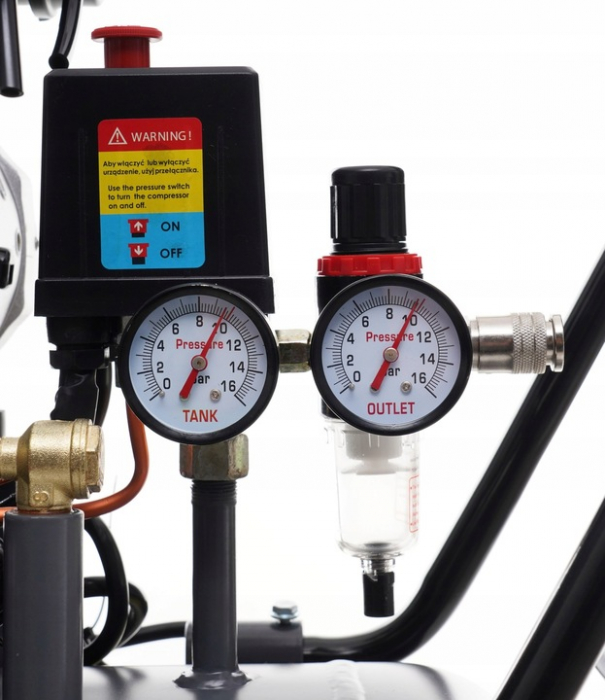 Compresor aer 100L 10BAR fara ulei silentios 580L/min 2X2000W 5.4HP (TA3387) [5]