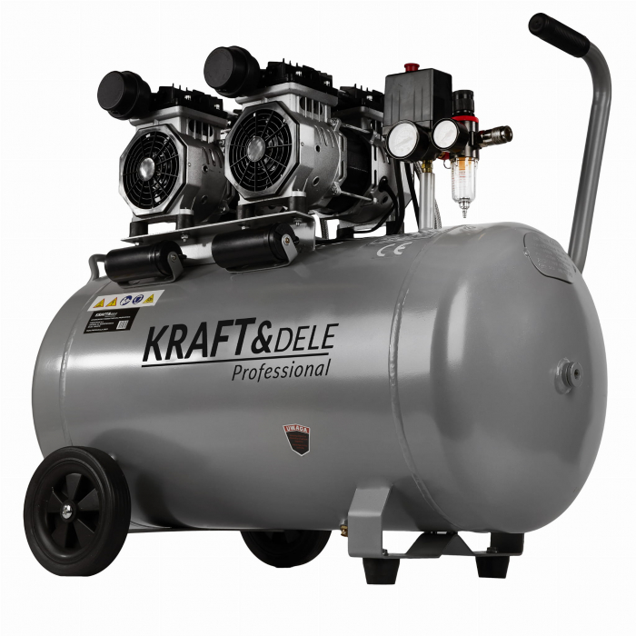 Compresor aer 100L fara ulei silentios 2x1500W 585 Lmin (KD1398) [10]