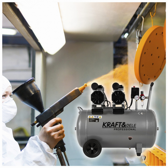 Compresor aer 100L fara ulei silentios 2x1500W 585 Lmin (KD1398) [13]