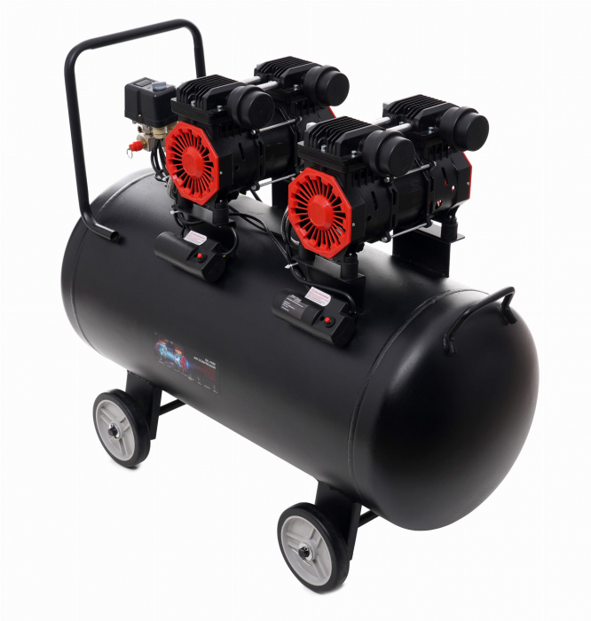 Compresor aer 100L fara ulei silentios 2x1500W 585 L/min (KD1387) [8]