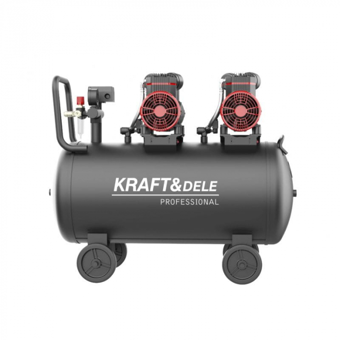 Compresor aer 100L fara ulei silentios 2x1500W 585 L/min (KD1392) [2]
