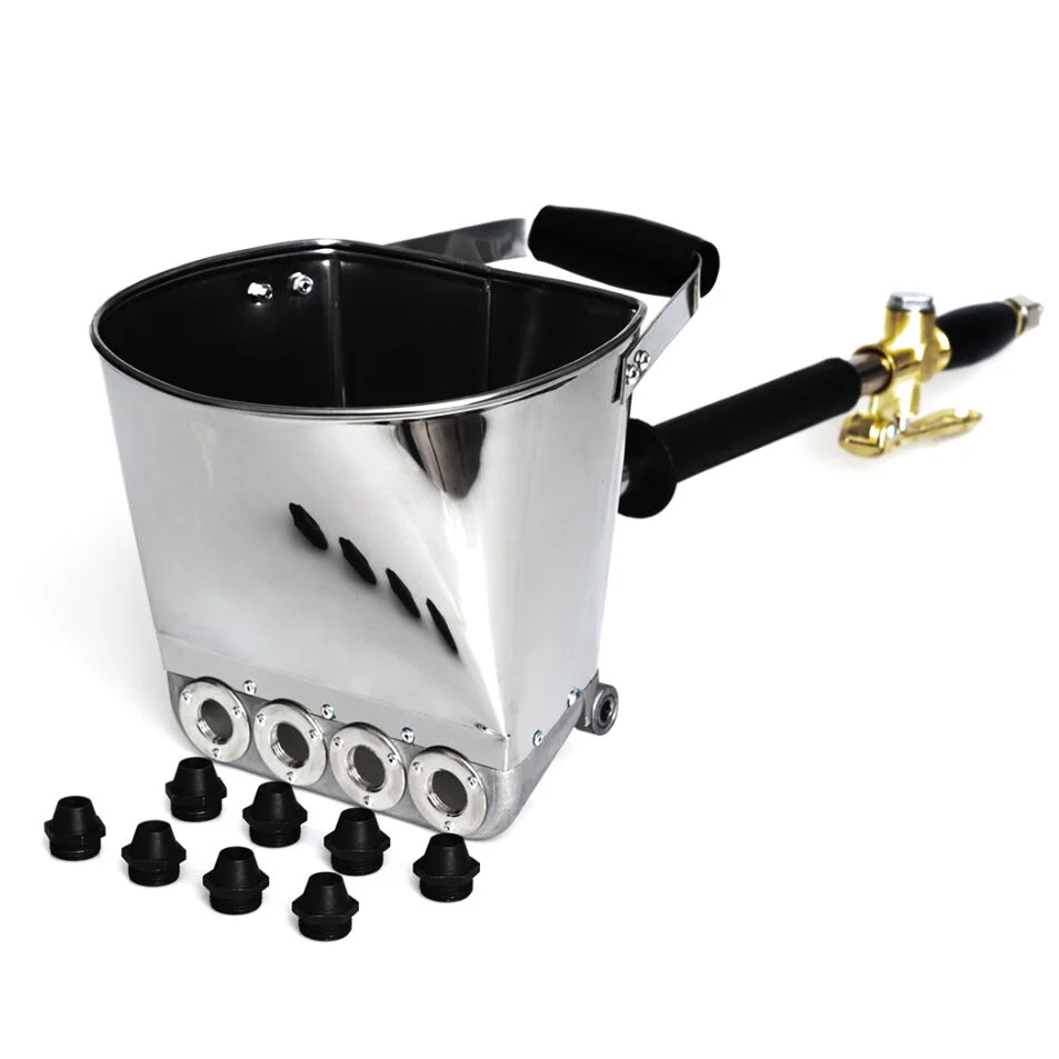 Compresor aer 100l fara ulei, silentios 3x1500w + furtun cauciuc pneumatic compresor aer 20m 20bar + masina aparat pneumatic tencuit pereti cu 8 duze (KD1397+KD1467+TA1472) [10]