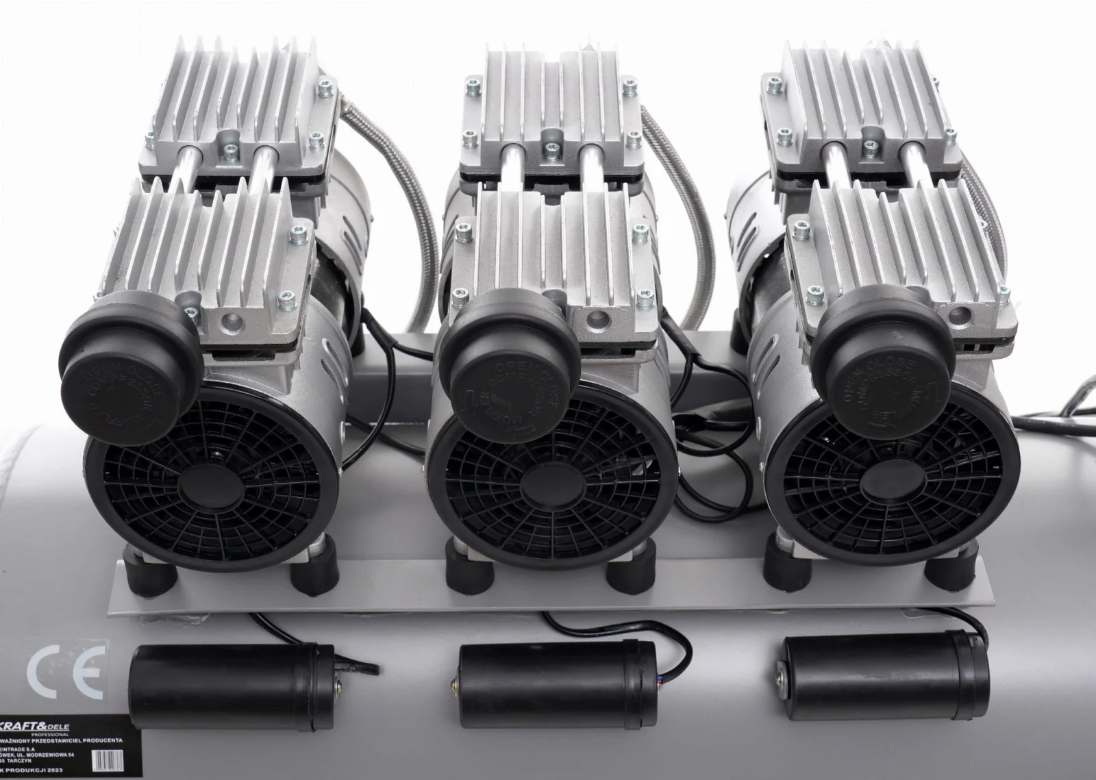 Compresor aer 100l fara ulei, silentios 3x1500w + furtun cauciuc pneumatic compresor aer 20m 20bar + masina aparat pneumatic tencuit pereti cu 8 duze (KD1397+KD1467+TA1472) [20]