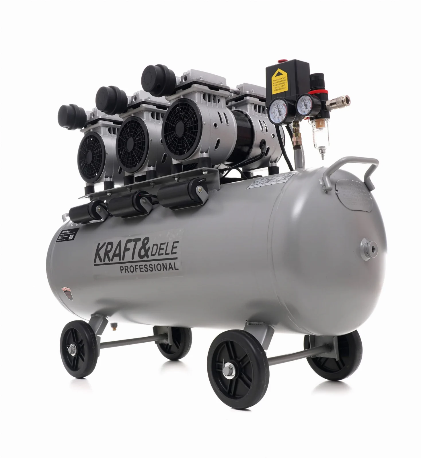 Compresor aer 100l fara ulei silentios 3x1500w  + furtun pneumatic aer 5x12mm 20m + pistol pneumatic tencuiala glet vopsea vas 5l (KD1397+KD673+V81281) [5]