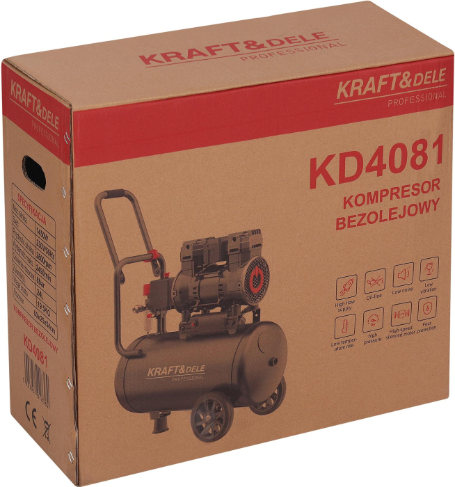 Compresor aer 24L fara ulei silentios 1450W 249 Lmin (KD4081) [19]