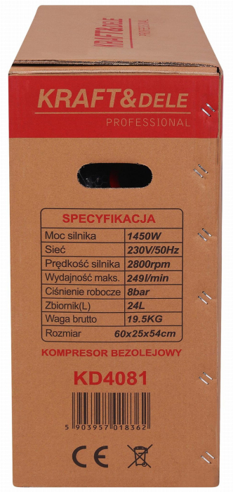 Compresor aer 24L fara ulei silentios 1450W 249 Lmin (KD4081) [20]